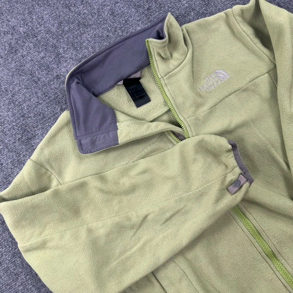 The North Face Fleece Jacket Size Medium Green Full Zip Mock Neck Women's